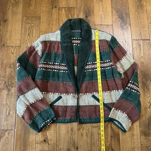 Vintage New Identity Jacket Tapestry Blazer Aztec Striped Womens Sz XL - Picture 3 of 5